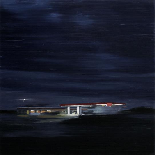 Night Station 2015 oil on wood 35 x 35 cm - Jan Ros 