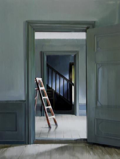 Ladders and Stairs 2020 oil on wood 133 x 100 cm