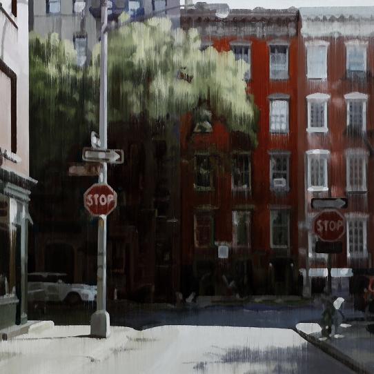 NY Street II 2019 oil on wood 80 x 80 cm - Jan Ros 