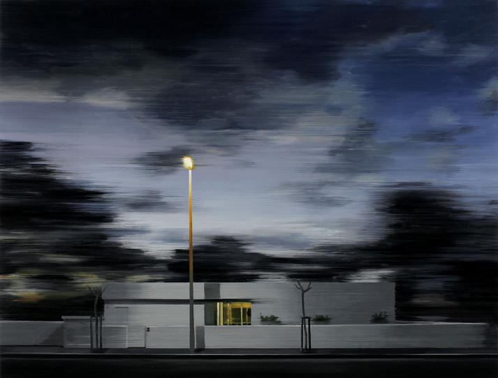 Villa by Night 2014 oil on wood 93 x 122 cm - Jan Ros 