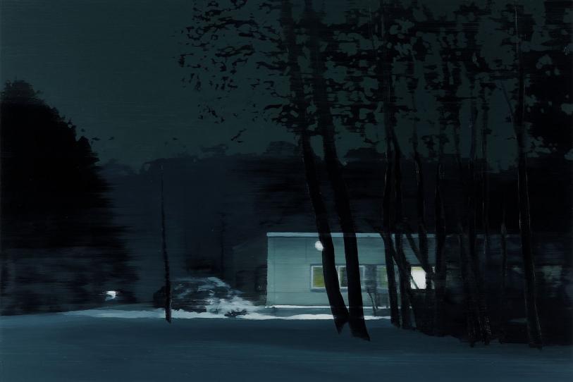 Winter Night 2015 oil on wood 70 x 105 cm - Jan Ros 